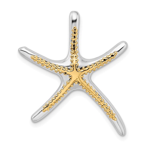 925 Sterling Silver Dancing Starfish 14k Accent Slide Charm